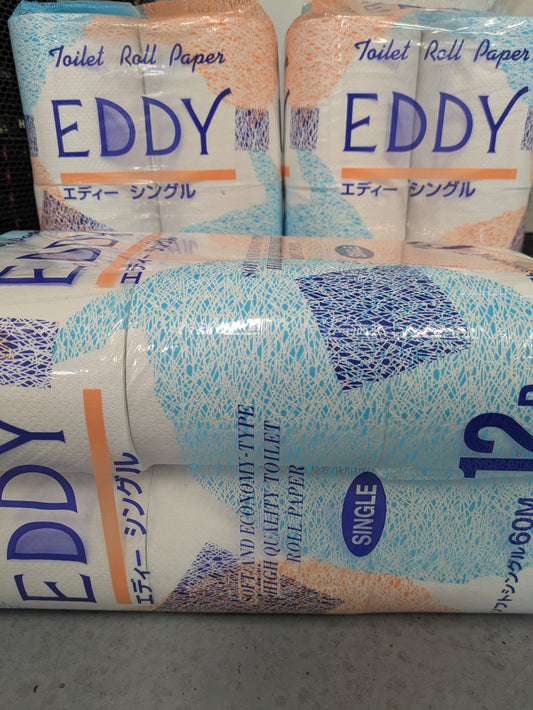 【ケース販売】EDDY　シングル　12ロール　8パック　　トイレットペーパー